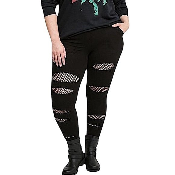 TORRID‎ Full Length Signature Waist Mesh Split Pocket Leggings NWT - Picture 1 of 8